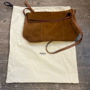 Shinola suede fold-over crossbody